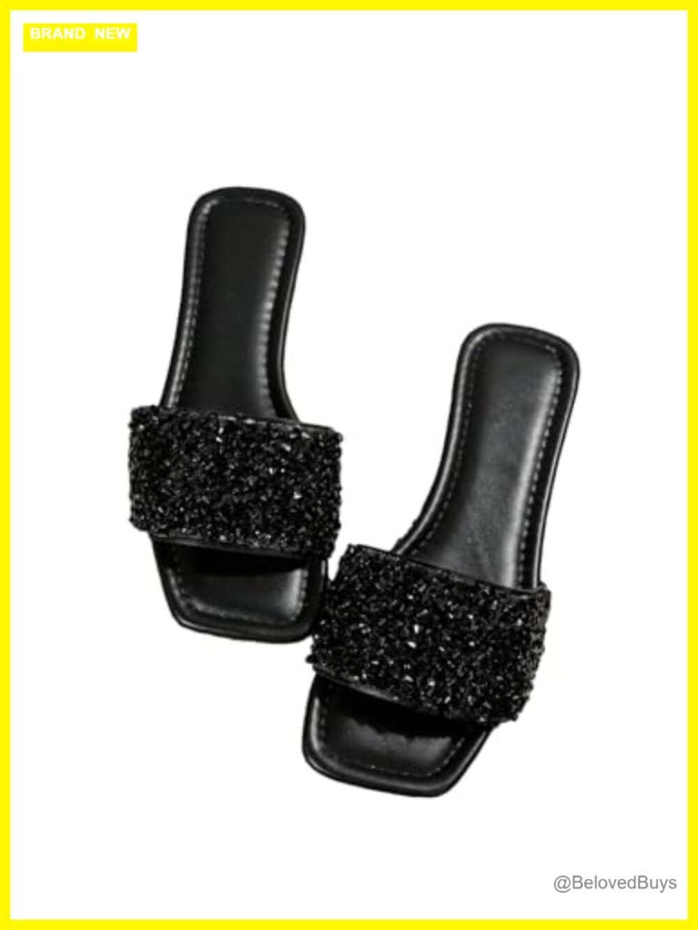 Women's Sparkly Flat Sandals Glitter Slide Open Toe Dressy Casual